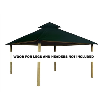 Acacia 12 sq. ft. Gazebo Roof Framing & Mounting Kit with Forest Green Outdura Canopy AGOK12- FOREST GREEN